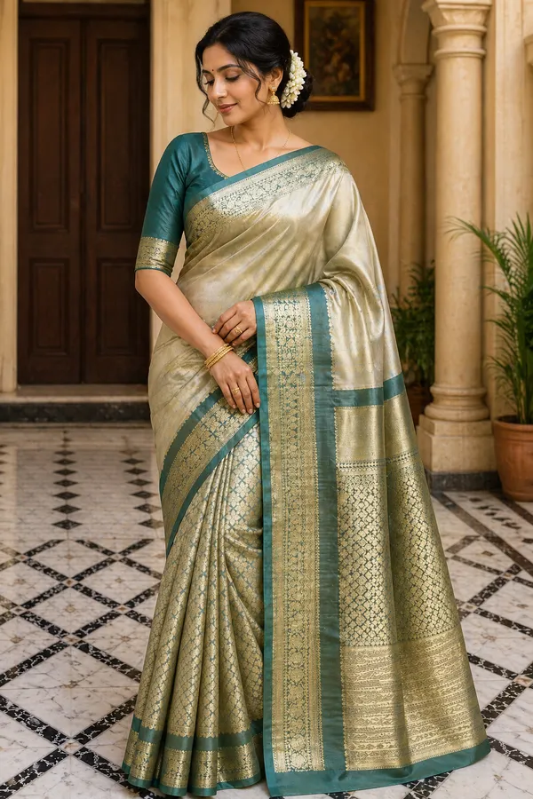 Golden_Silk_Saree_For_Women