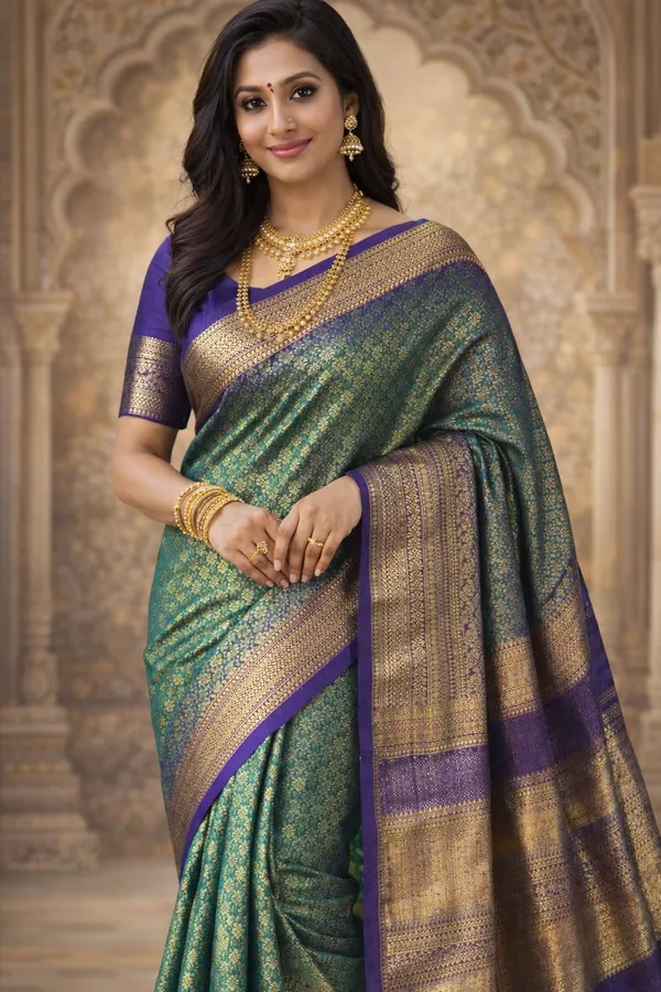 Peacock_Blue_Silk_Saree_For_Women