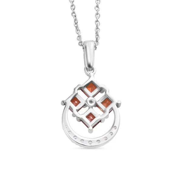 925_Silver_Pendant_Necklace_With_Ruby_Red_Square_Gemstones_And_Halo_Accents