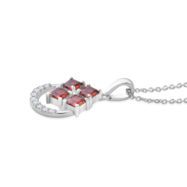 925_Silver_Pendant_Necklace_With_Ruby_Red_Square_Gemstones_And_Halo_Accents