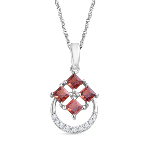 925_Silver_Pendant_Necklace_With_Ruby_Red_Square_Gemstones_And_Halo_Accents