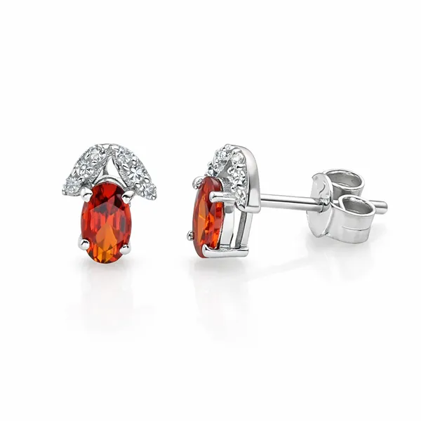 925_Silver_Small_Earrings_With_Red_Cz_And_Sparkling_Accents