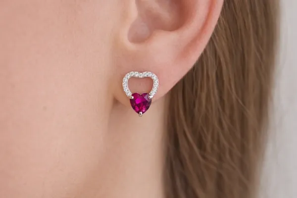 925_Silver_Heart_Earrings_With_Ruby_Red_Cz_Tone_And_Cz_Halo
