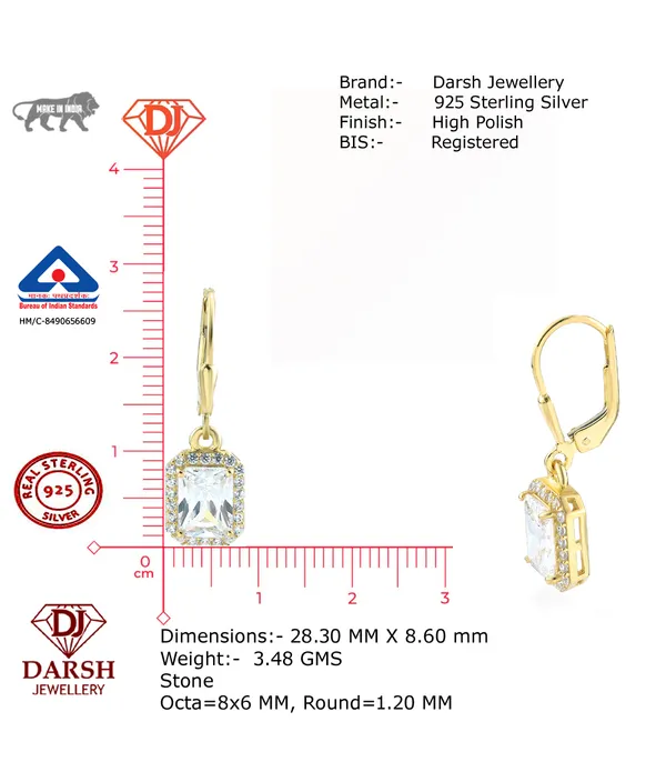 925_Silver_White_Cz_Solitaire_Drop_Earrings_With_0.5_Micron_Gold_Plating__Beautiful_Party_Wear_Drop_Earrings