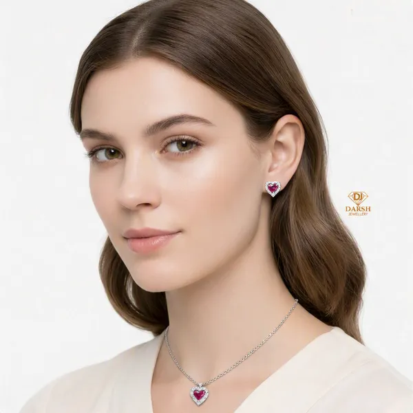 925_Sterling_Silver_Pink_Heart_Cubic_Zirconia_Earrings_and_Pendant_Necklace_Set_for_Women