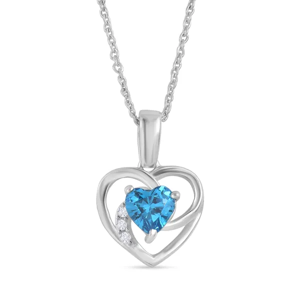 925_Silver_Heart_Pendant_With_Blue_Tone_And_Cz_Accents