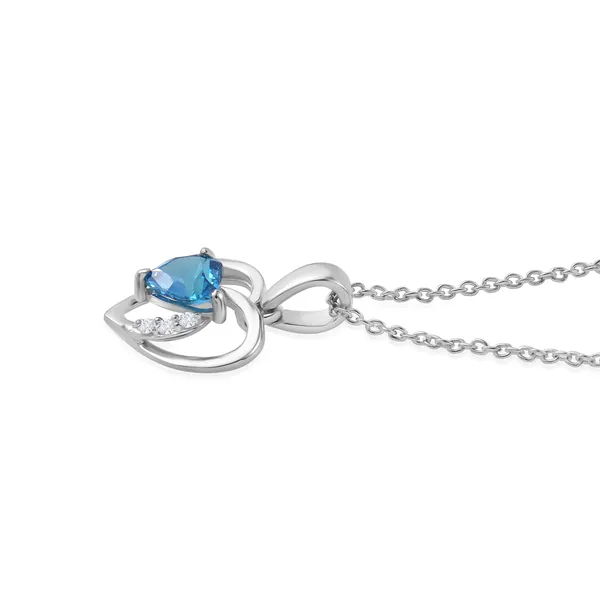 925_Silver_Heart_Pendant_With_Blue_Tone_And_Cz_Accents