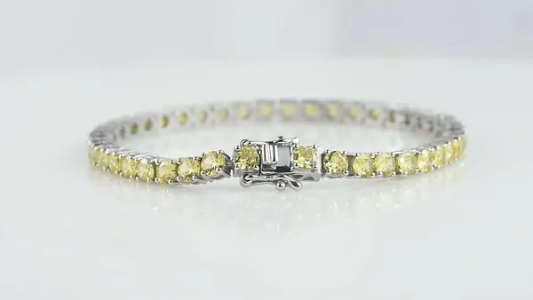 925_Sterling_Silver_Yellow_Cubic_Zirconia_Round_Bracelet__Rhodium_Plated_925_Silver_Bracelet_Handmade_Jewelry_Gift_For_Women_Minimalist_Jewelry