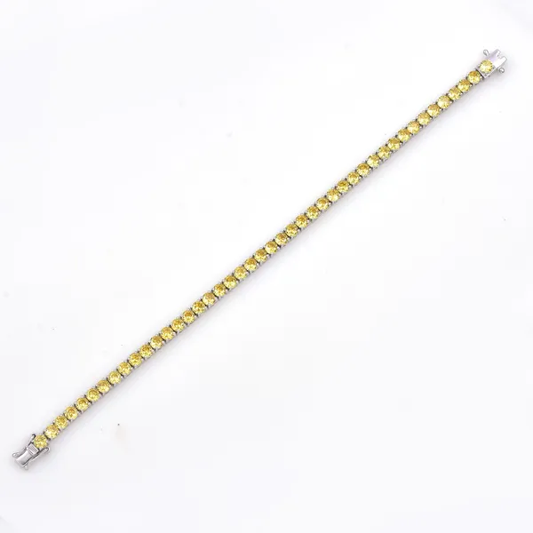 925_Sterling_Silver_Yellow_Cubic_Zirconia_Round_Bracelet__Rhodium_Plated_925_Silver_Bracelet_Handmade_Jewelry_Gift_For_Women_Minimalist_Jewelry