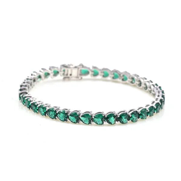 925_Sterling_Silver_Green_Emerald_CZ_Heart_Bracelet_Rhodium_Plated_925_Silver_Handmade_Bracelet_Jewelry_Gift_for_Her_Minimalist_Jewelry