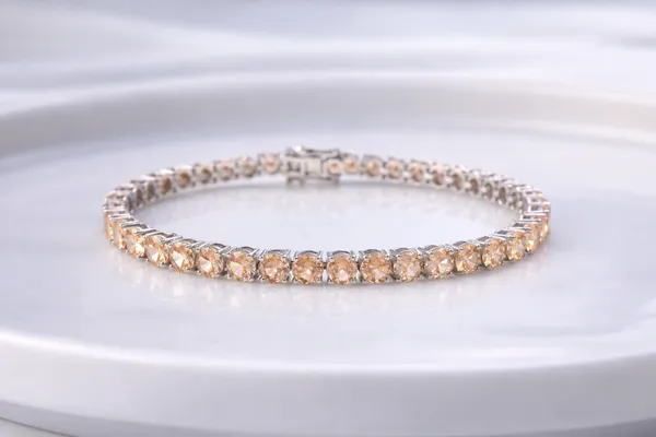 925_Sterling_Silver_Yellow_Cubic_Zirconia_Round_Bracelet_Rhodium_Plated_925_Silver_Bracelet_Handmade_Jewelry_Gift_For_Women_Minimalist_Jewelry