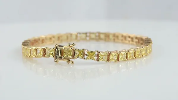 925_Sterling_Silver_Champagne_CZ_Squire_Bracelet_925_Silver_bracelet_Gold_Plated_Handmade_Jewelry_Gift_For_Women_Minimalist_Jewelry