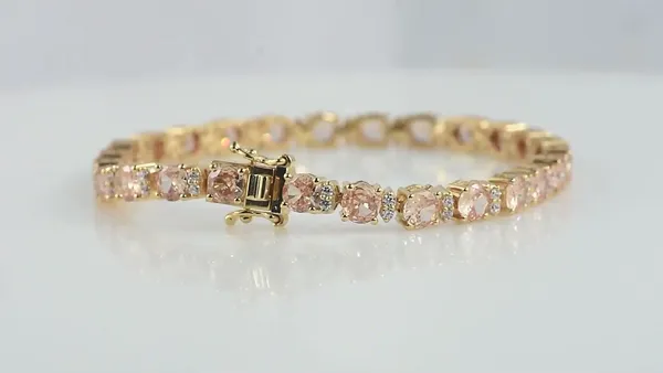 925_Sterling_Silver_Champagne_CZ_Oval_Bracelet_Gold_Plated_925_Silver_Bracelet_Handmade_Jewelry_Gift_For_her