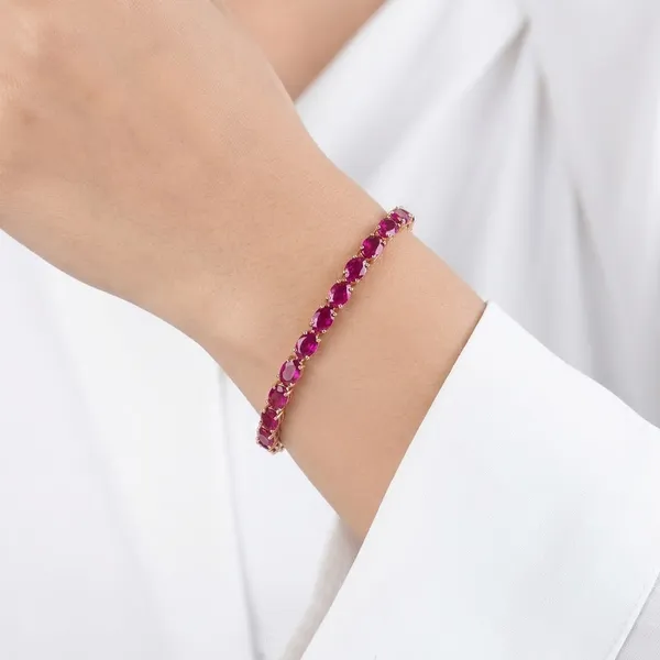 925_Sterling_Silver_Ruby_CZ_Oval_Bracelet_Gold_Plated_925_Silver_Handmade_Bracelet_Gift_For_Women