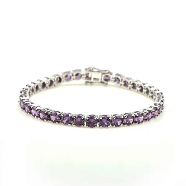 925_Sterling_Silver_Amethyst_CZ_Round_Bracelet_Rhodium_Plated_925_Silver_Bracelet_Handmade_Jewelry_Gift_For_Women
