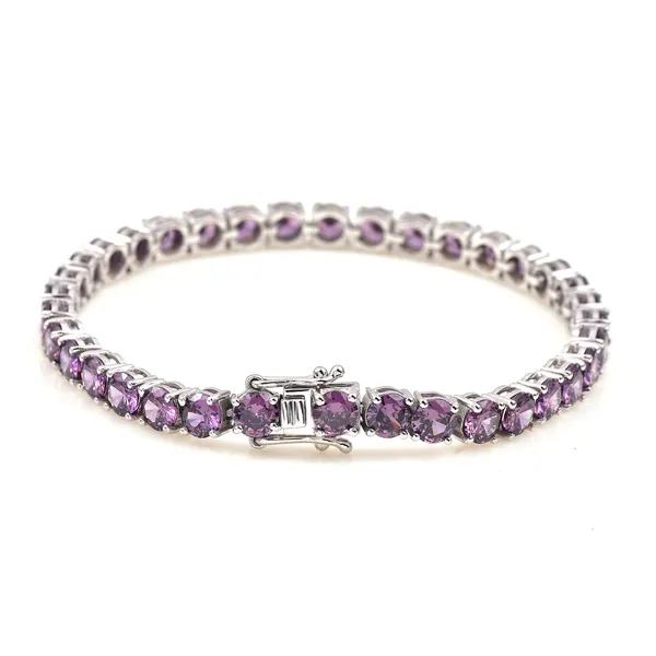 925_Sterling_Silver_Amethyst_CZ_Round_Bracelet_Rhodium_Plated_925_Silver_Bracelet_Handmade_Jewelry_Gift_For_Women
