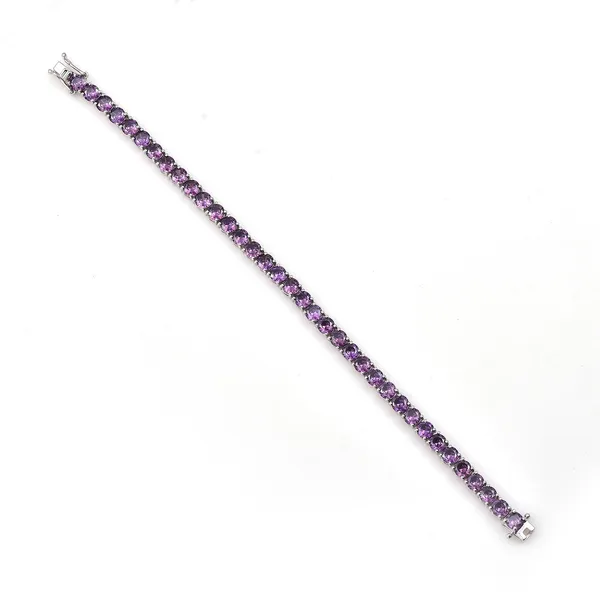925_Sterling_Silver_Amethyst_CZ_Round_Bracelet_Rhodium_Plated_925_Silver_Bracelet_Handmade_Jewelry_Gift_For_Women
