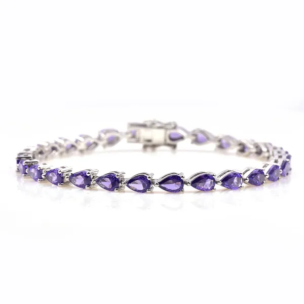 925_Sterling_Silver__Amethyst_CZ_Pear_Bracelet_Rhodium_Plated_925_Silver_Handmade_Bracelet_Jewelry_Gift_For_Women