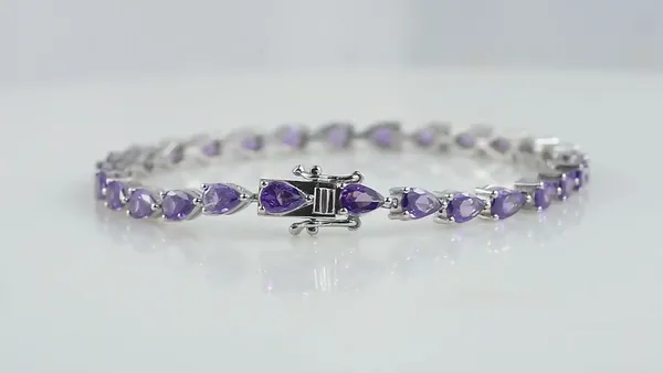 925_Sterling_Silver__Amethyst_CZ_Pear_Bracelet_Rhodium_Plated_925_Silver_Handmade_Bracelet_Jewelry_Gift_For_Women