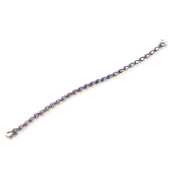 925_Sterling_Silver__Amethyst_CZ_Pear_Bracelet_Rhodium_Plated_925_Silver_Handmade_Bracelet_Jewelry_Gift_For_Women