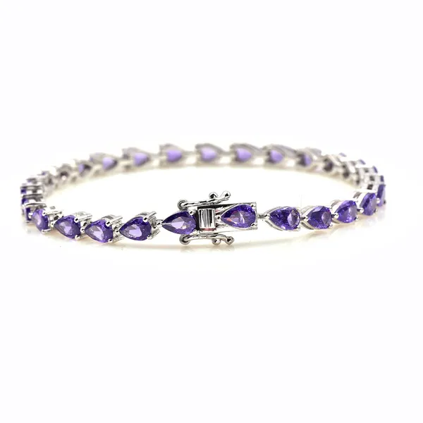 925_Sterling_Silver__Amethyst_CZ_Pear_Bracelet_Rhodium_Plated_925_Silver_Handmade_Bracelet_Jewelry_Gift_For_Women