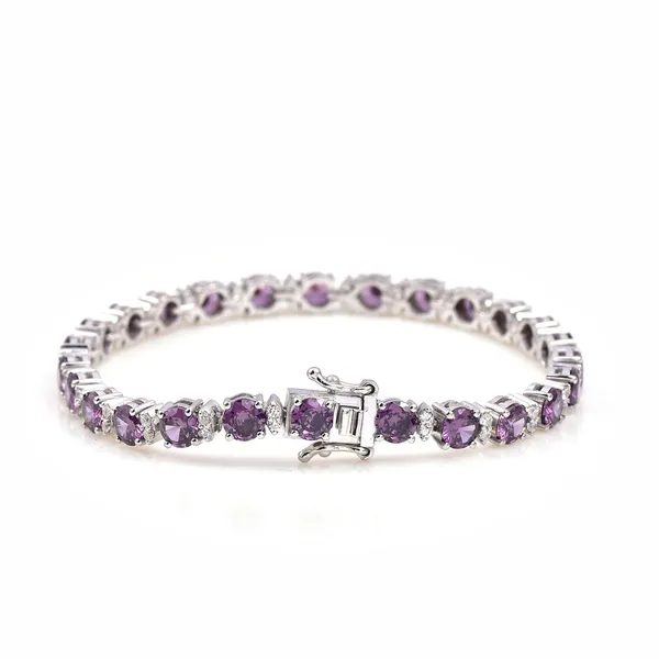 925_Sterling_Silver_Amethyst_CZ_Round_Bracelet_Rhodium_Plated_925_Silver_Bracelet_Handmade_Jewelry_Gift_For_Women