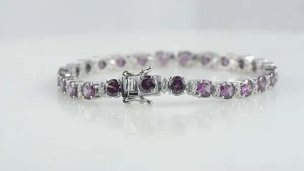 925_Sterling_Silver_Amethyst_CZ_Round_Bracelet_Rhodium_Plated_925_Silver_Bracelet_Handmade_Jewelry_Gift_For_Women