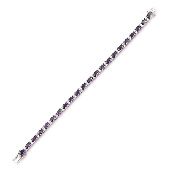 925_Sterling_Silver_Amethyst_CZ_Oval_Bracelet_Rhodium_Plated_925_Silver_Handmade_Jewelry_Gift_For_Women_Elegant_Jewelry