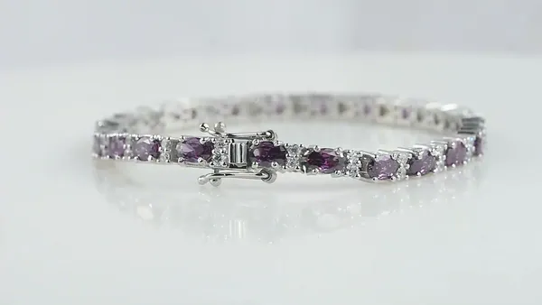 925_Sterling_Silver_Amethyst_CZ_Oval_Bracelet_Rhodium_Plated_925_Silver_Handmade_Jewelry_Gift_For_Women_Elegant_Jewelry