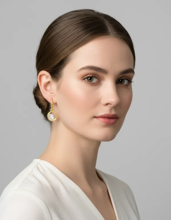 __925_Sterling_Silver_Gold_Plated_Drop_Earrings_With_Aaa_Cubic_Zirconia_For_Girls_Dengle_Earrings,_Ocations_And_Daily_Weare_Tradisional_Look_Earrings,_Goldgold_Plated