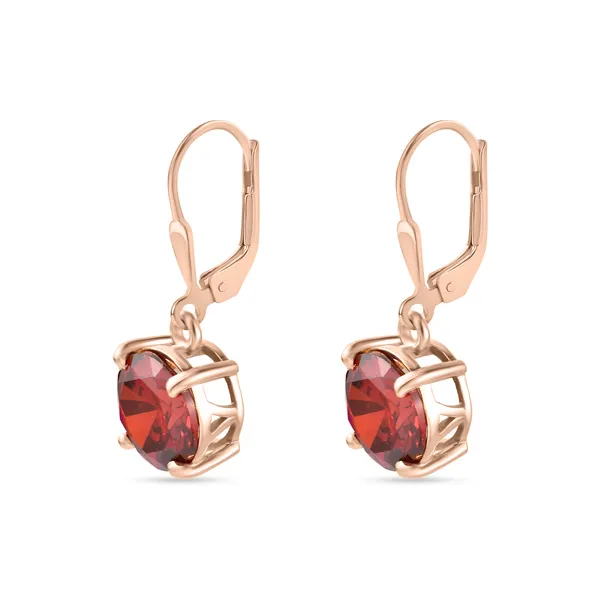 925_Sterling_Silver_Solitaire_Earrings_Red_Ruby_CZ_Stones_Rose_Gold_Plated__Beautiful_925_Silver_Drop_Earrings