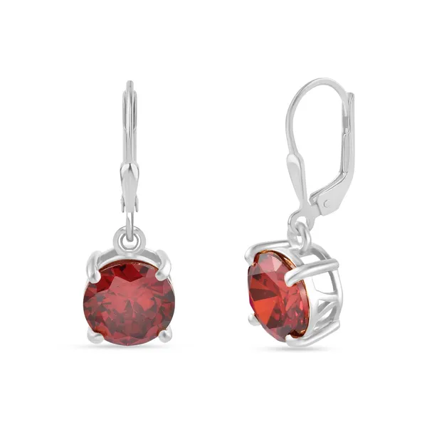925_Sterling_Silver_Solitaire_Earrings_Red_Ruby_CZ_Stones_Rhodium_Plated__Beautiful_Gift_for_Her_Silver__Drop_Earrings