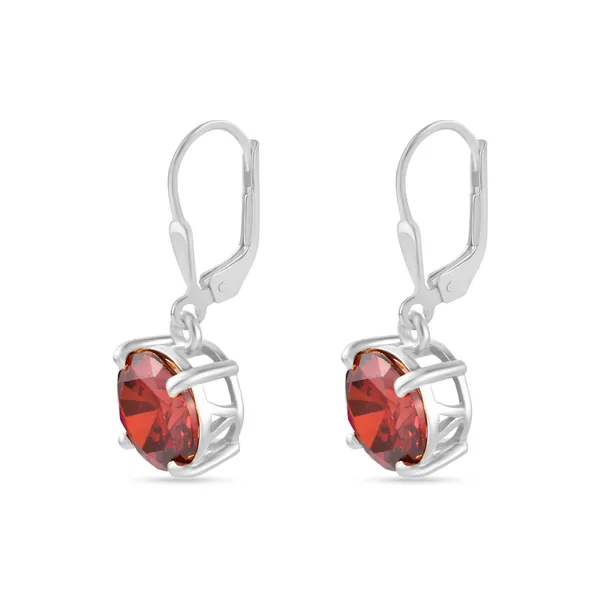 925_Sterling_Silver_Solitaire_Earrings_Red_Ruby_CZ_Stones_Rhodium_Plated__Beautiful_Gift_for_Her_Silver__Drop_Earrings