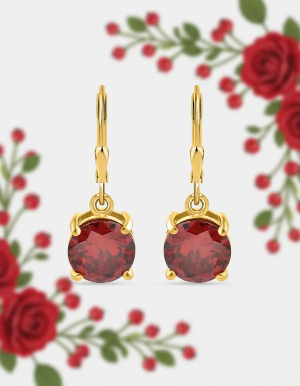 925_Sterling_Silver_Solitaire_Earrings_Red_Ruby_CZ_Stones_Gold_Plated__Beautiful_Party_Wear_Silver_Drop_Earrings