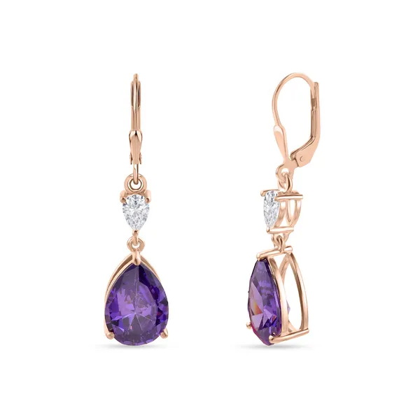 925_Silver_Amethyst_CZ_Dangle_Earrings_With_Rose_Gold_Plating,_Earrings_For_Women_Girls