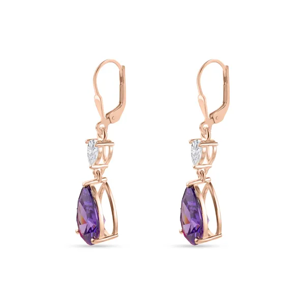 925_Silver_Amethyst_CZ_Dangle_Earrings_With_Rose_Gold_Plating,_Earrings_For_Women_Girls