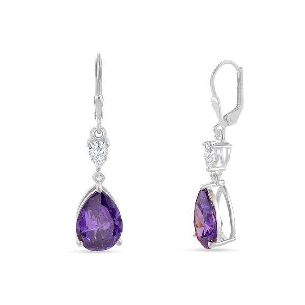 925_Silver_Amethyst_Cz_Dangle_Earrings_With_Rhodium_Plating,_Earrings_For_Women_Girls