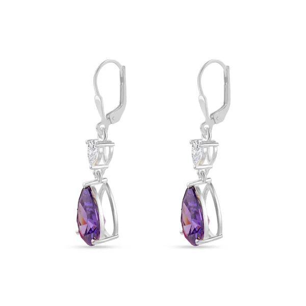 925_Silver_Amethyst_Cz_Dangle_Earrings_With_Rhodium_Plating,_Earrings_For_Women_Girls