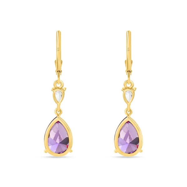 925_Silver_Amethyst_CZ_Dangle_Earrings_With_Gold_Plating,_Earrings_For_Women_Girls