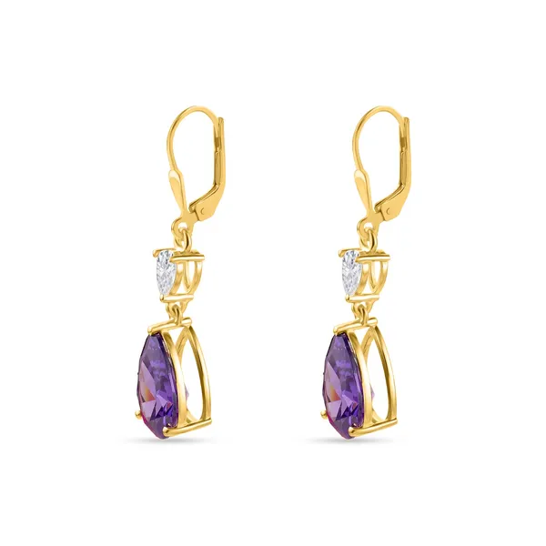 925_Silver_Amethyst_CZ_Dangle_Earrings_With_Gold_Plating,_Earrings_For_Women_Girls