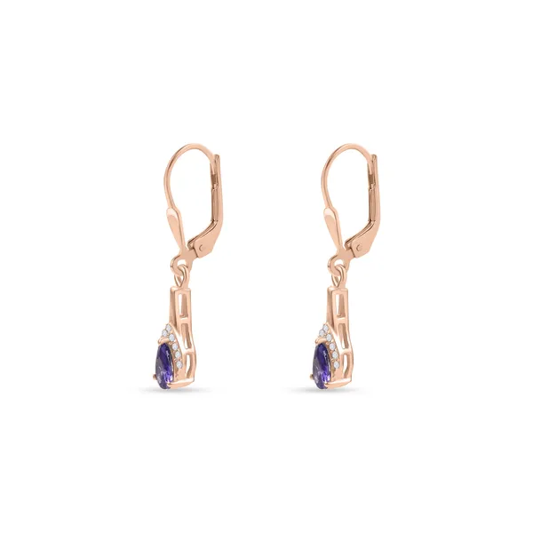 925_Silver_Amethyst_Cz_Drop_Earrings_With_Rose_Gold_Plated_Huggie_Hoop_Earrings_For_Women
