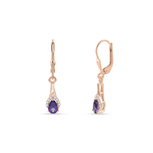 925_Silver_Amethyst_Cz_Drop_Earrings_With_Rose_Gold_Plated_Huggie_Hoop_Earrings_For_Women