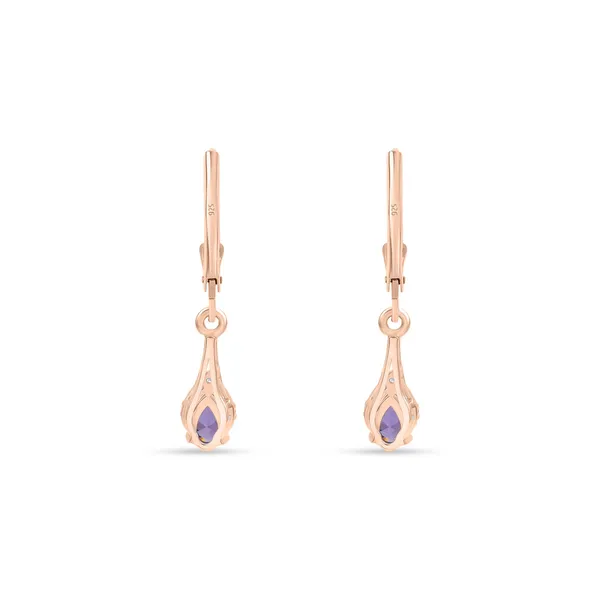 925_Silver_Amethyst_Cz_Drop_Earrings_With_Rose_Gold_Plated_Huggie_Hoop_Earrings_For_Women