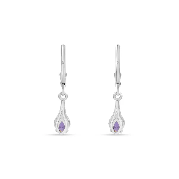 925_Silver_Amethyst_Cz_Drop_Earrings_With_Gold_Plated_Huggie_Hoop_Earrings_For_Women