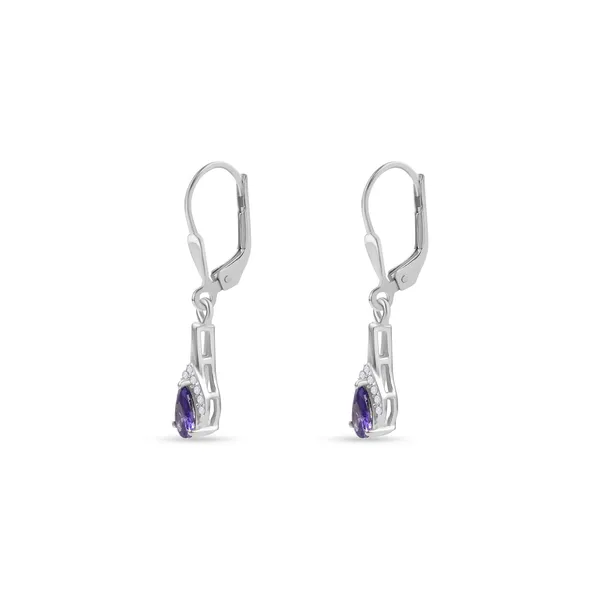 925_Silver_Amethyst_Cz_Drop_Earrings_With_Gold_Plated_Huggie_Hoop_Earrings_For_Women