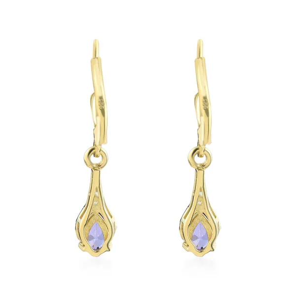 925_Silver_Amethyst_CZ_Drop_Earrings_with_Gold-Plated_Huggie_Hoop_Earrings_for_women_BIS_Registered
