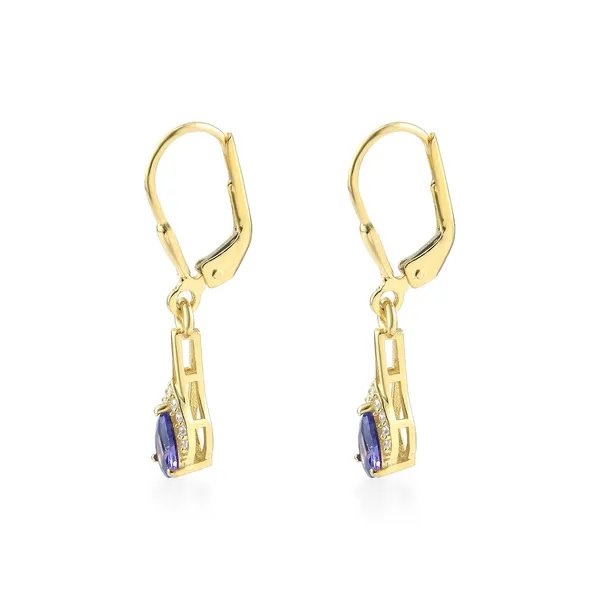 925_Silver_Amethyst_CZ_Drop_Earrings_with_Gold-Plated_Huggie_Hoop_Earrings_for_women_BIS_Registered