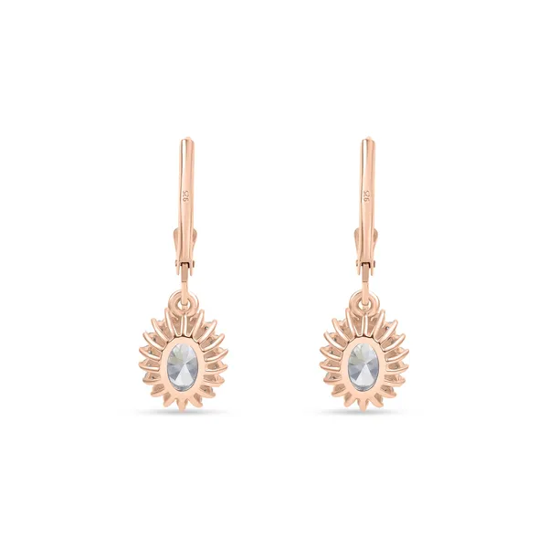 925_Sterling_Silver_White_Cz_Halo_Earrings_With_Rose_Gold_Plated_For_Women_With_Framed_Round_Stone_Setting__Beautiful_Party_Wear_Drop_Earrings