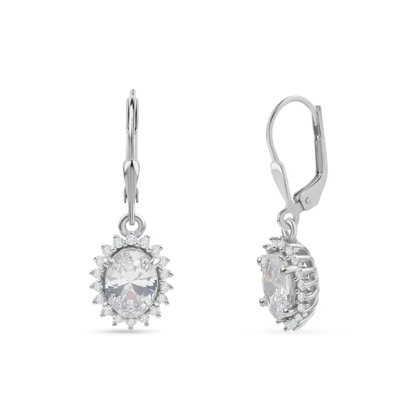 925_Sterling_Silver_White_Cz_Halo_Earrings_With_Gold_Plated_For_Women_With_Framed_Round_Stone_Setting__Beautiful_Party_Wear_Drop_Earrings