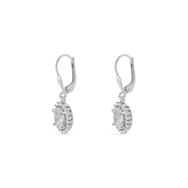 925_Sterling_Silver_White_Cz_Halo_Earrings_With_Gold_Plated_For_Women_With_Framed_Round_Stone_Setting__Beautiful_Party_Wear_Drop_Earrings